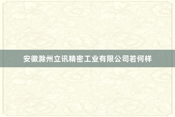 安徽滁州立讯精密工业有限公司若何样